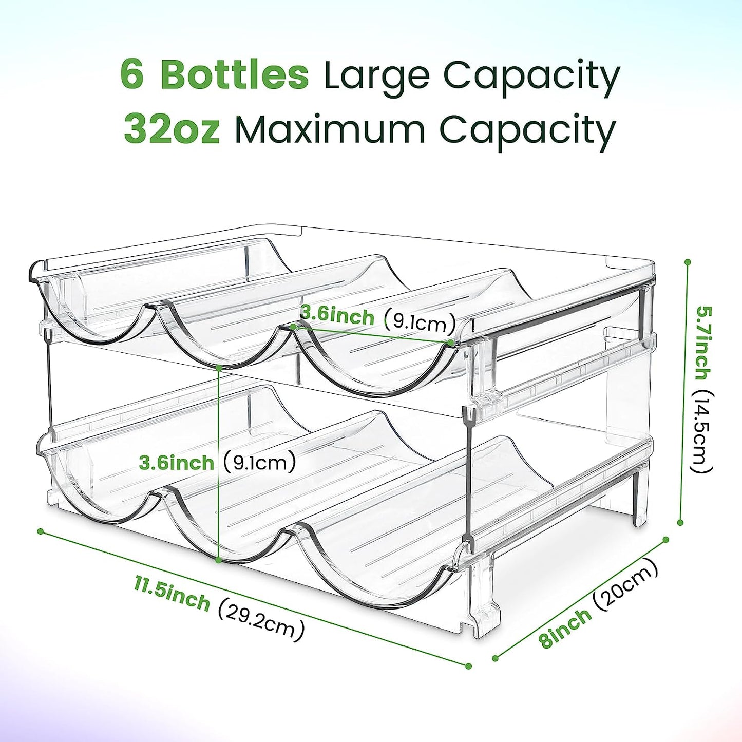 Water Bottle Cabinet Organizer - Set of 2 Stackable Storage Racks for Efficient Water Bottle Storage