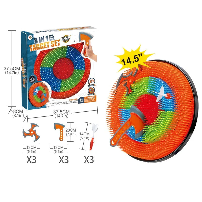 3-In-1 Outdoor Throwing Game Set - Includes Axes, Stars & Darts Fun Sports