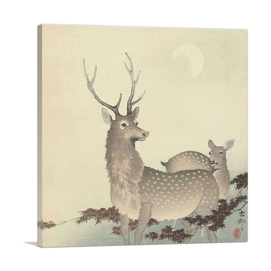 Two Deer with Moon