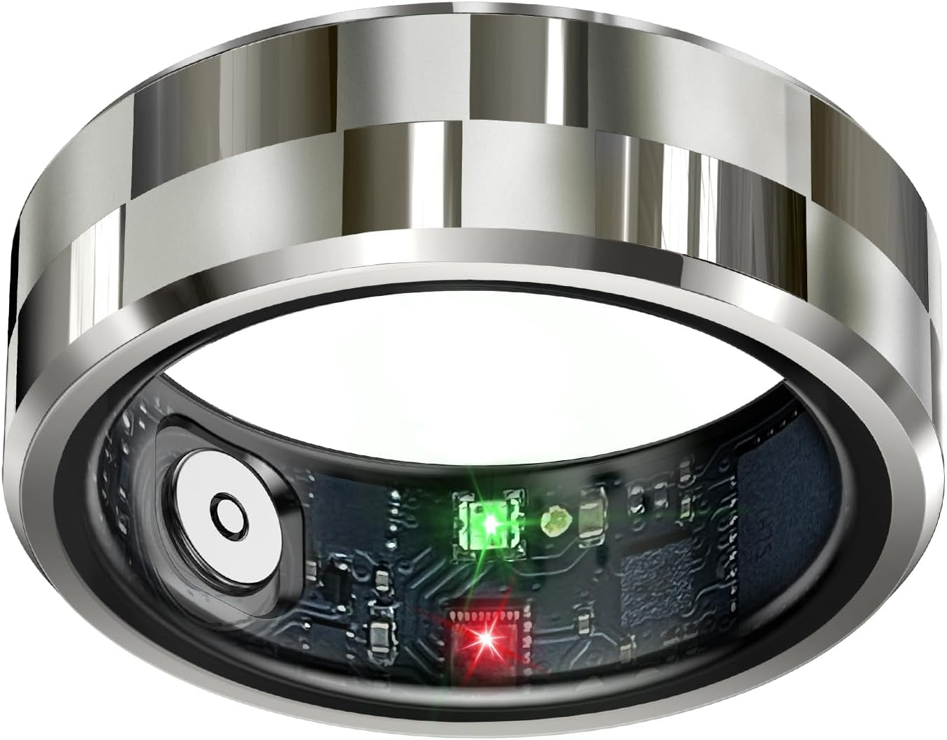 Smart Health Tracking Ring with Sleep Monitoring, Heart Rate Measurement, and Activity Tracking Features - Waterproof Fitness Ring with Air Gesture Control, Up to 7-Day Battery Life, Compatible with iOS and Android (Stylish Silver #8)