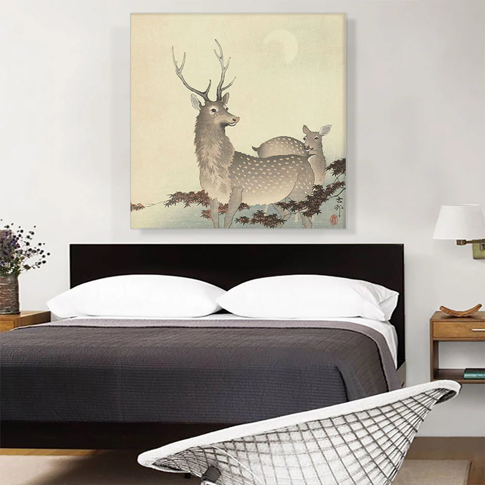 Two Deer with Moon