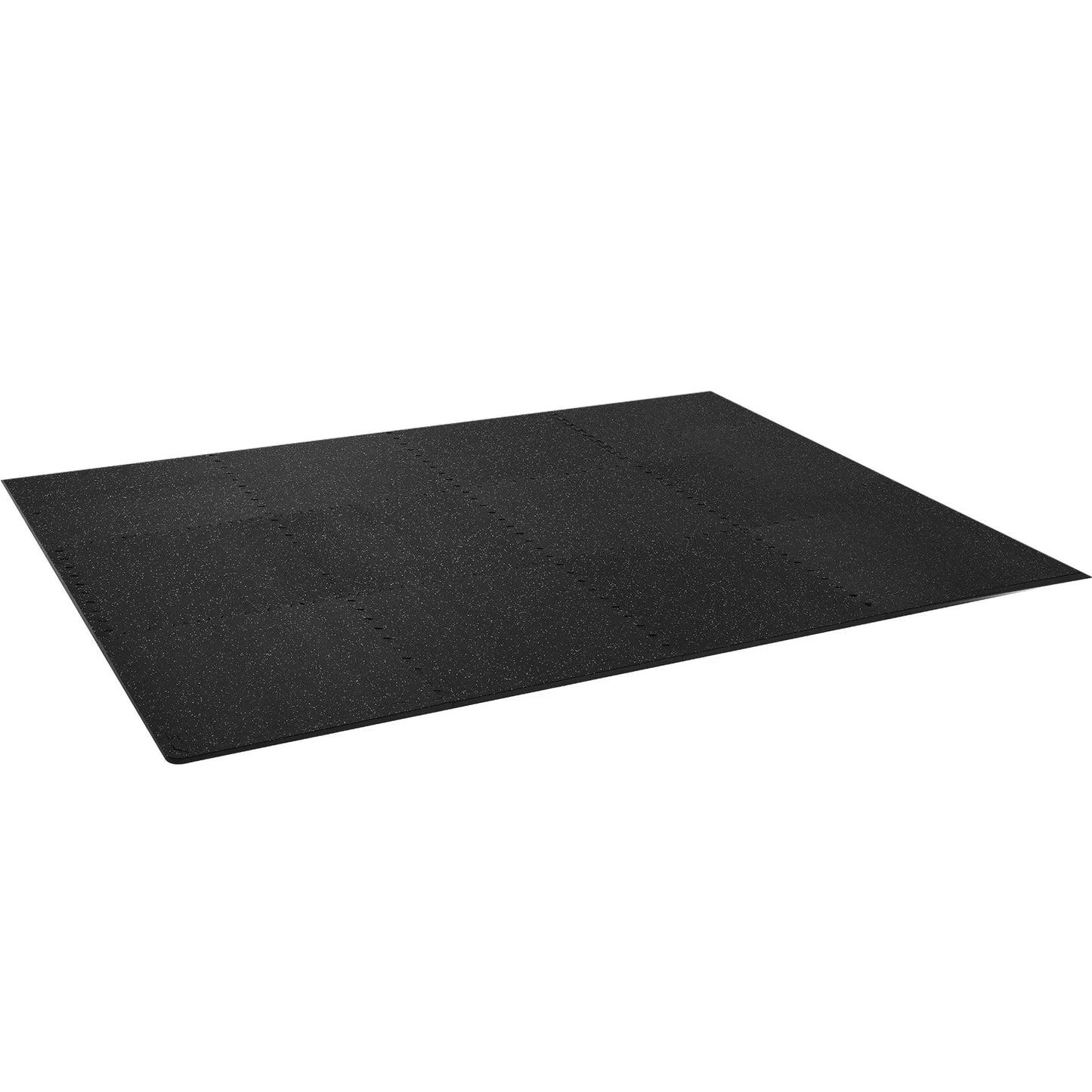 VEVOR 12 PCS 1/2 Inch Thick Gym Floor Mats, 24 X 24 EVA Foam & Rubber Top Interlocking Workout Floor Mats with 48 Sq.Ft Coverage, Waterproof Exercise Puzzle Flooring for Gym, Home, Garage, Basement, Black & Grey