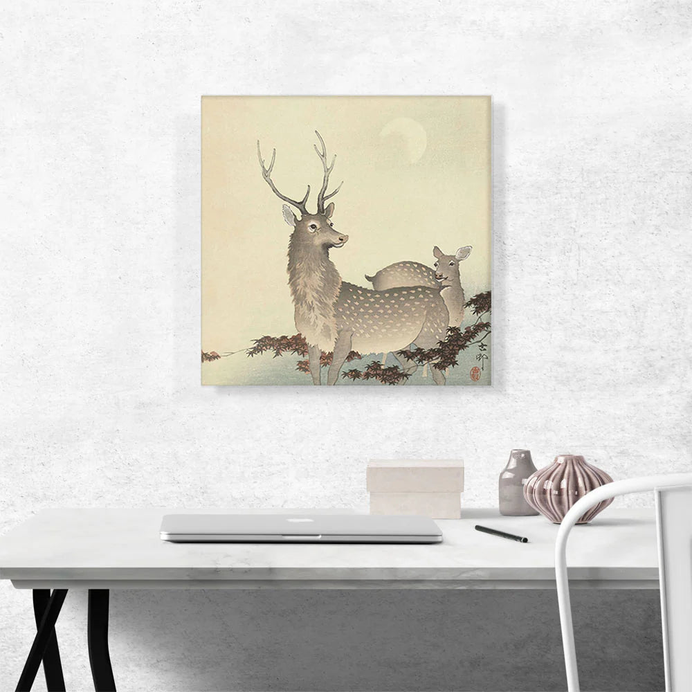 Two Deer with Moon