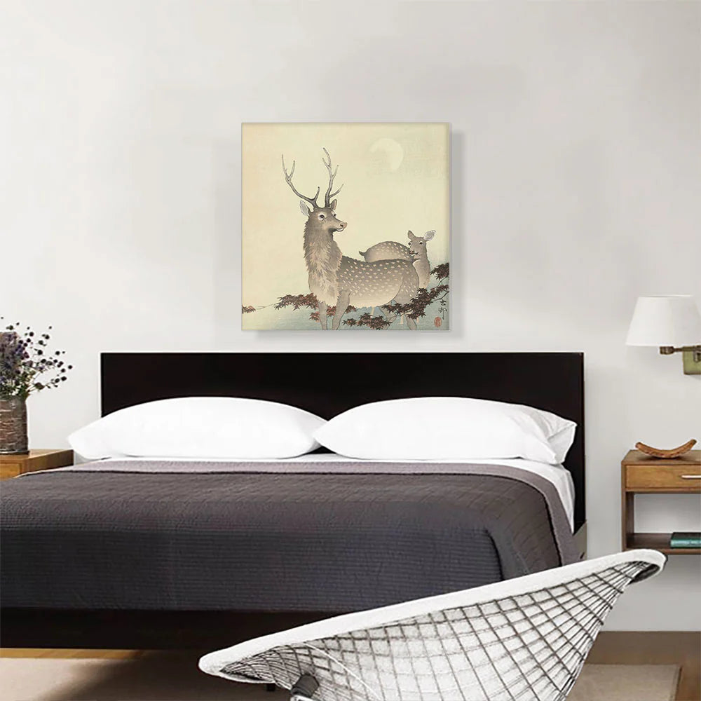 Two Deer with Moon