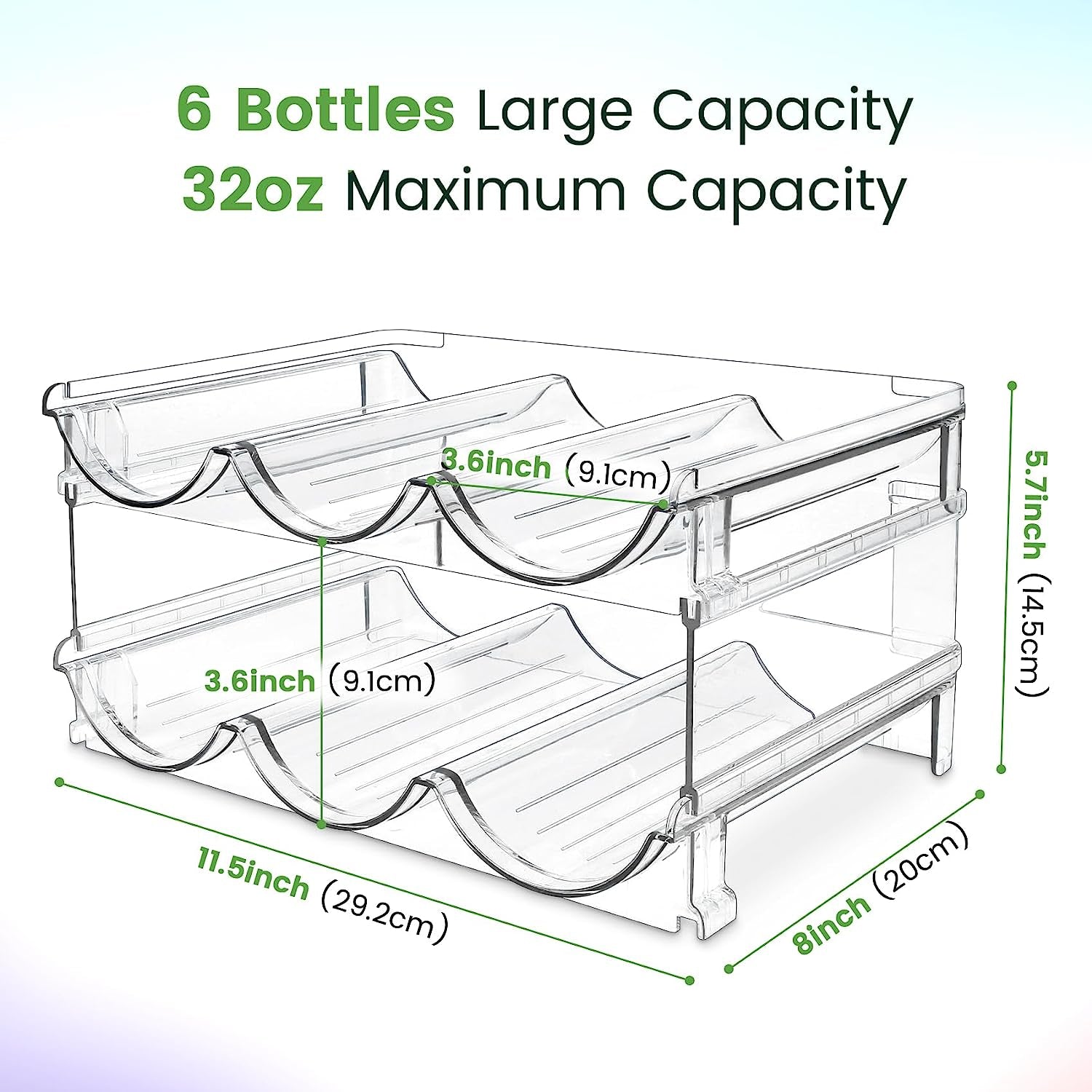 Water Bottle Cabinet Organizer - Set of 2 Stackable Storage Racks for Efficient Water Bottle Storage