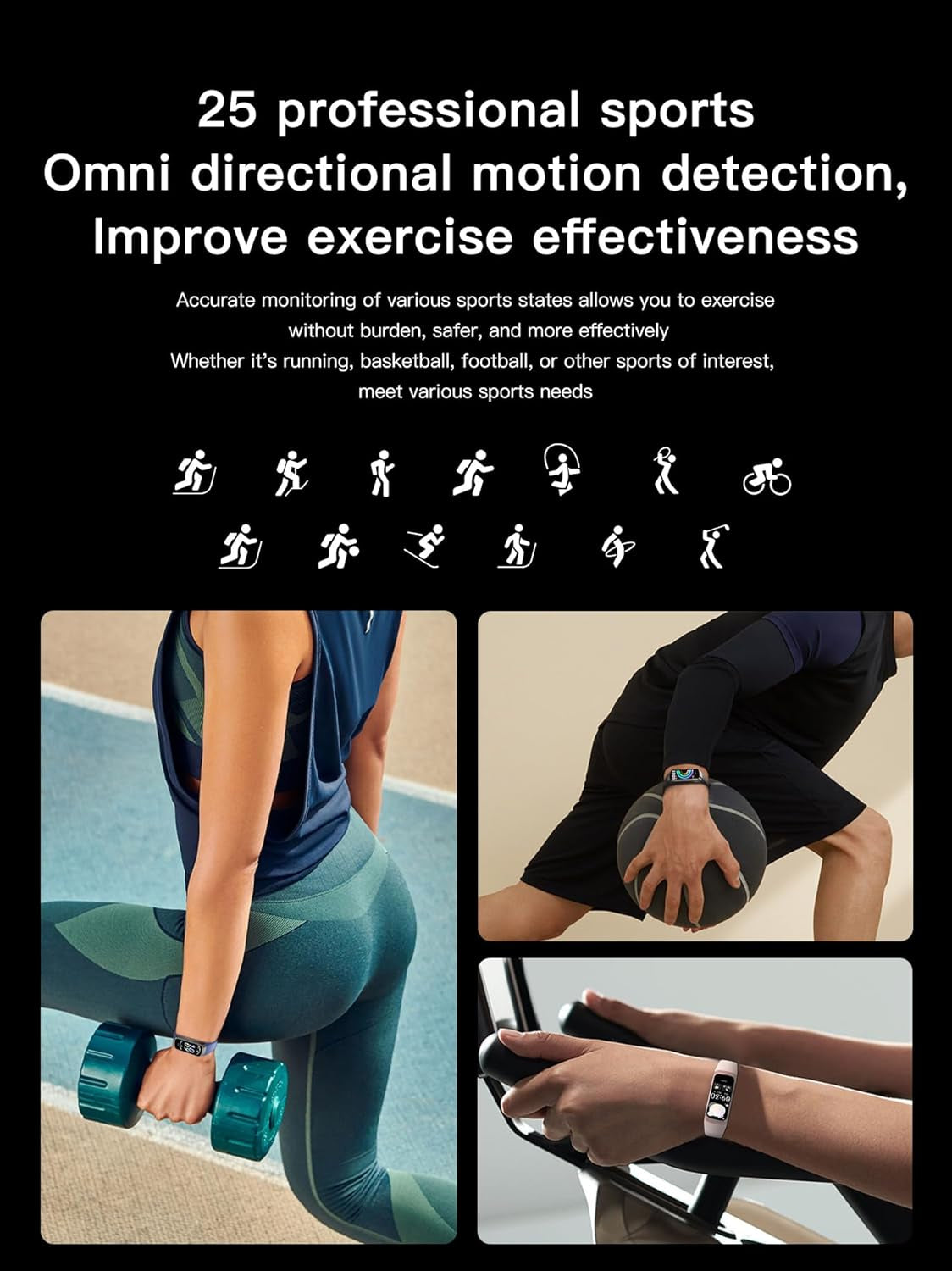 Health and Fitness Tracker for Men and Women, AMOLED Display, Compatible with Android & iOS, Features Alarm, Stopwatch, Blood Pressure Monitor, Calorie Counter, IP68 Waterproof, Step Tracking